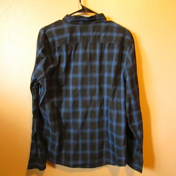 Adam Levine Collection Blue Plaid Casual Button Down Shirt - Picture 3 of 3